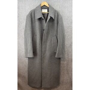 Dunst Unisex Mac Coat‎ XL Charcoal Gray Wool Blend Pockets Belted Classic Winter